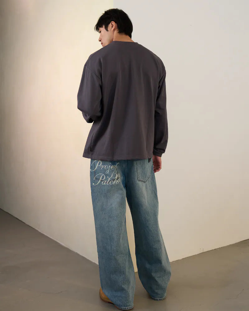 P.B.P - EMBROIDERY LONG SLEEVE TEE - DARK GRAY