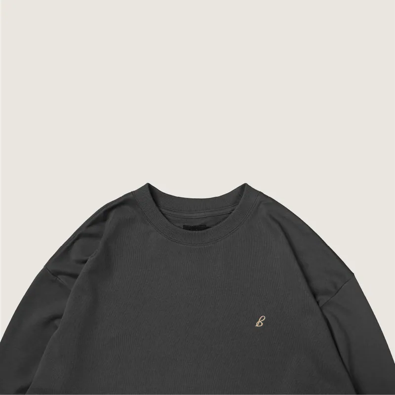 P.B.P - EMBROIDERY LONG SLEEVE TEE - DARK GRAY