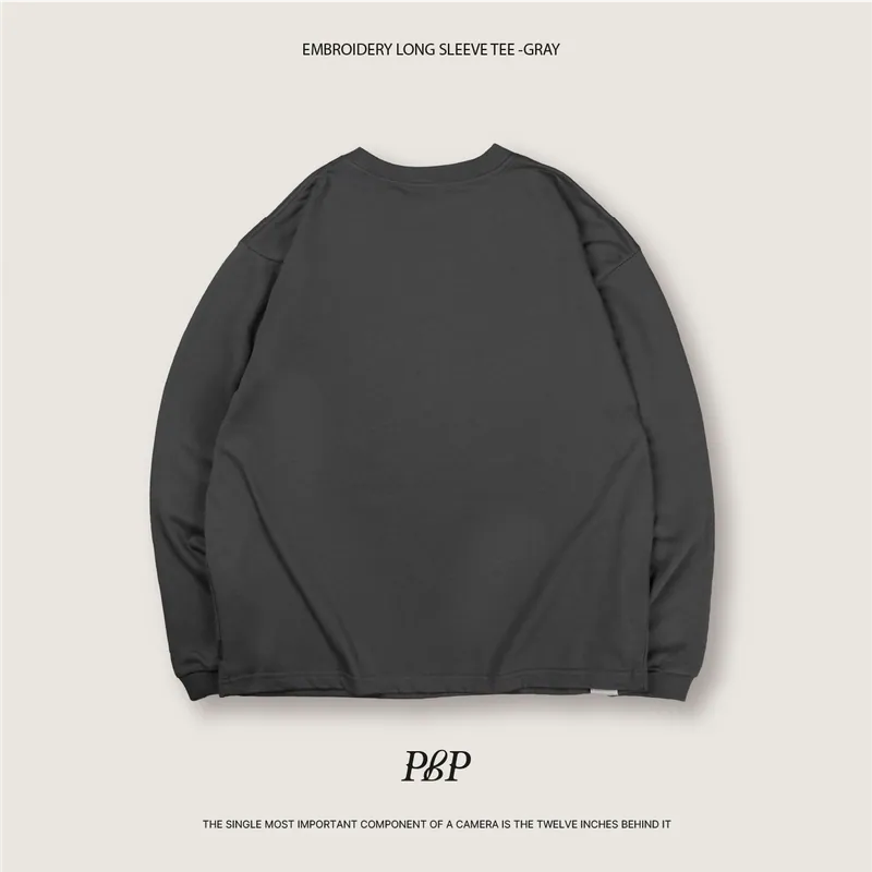 P.B.P - EMBROIDERY LONG SLEEVE TEE - DARK GRAY