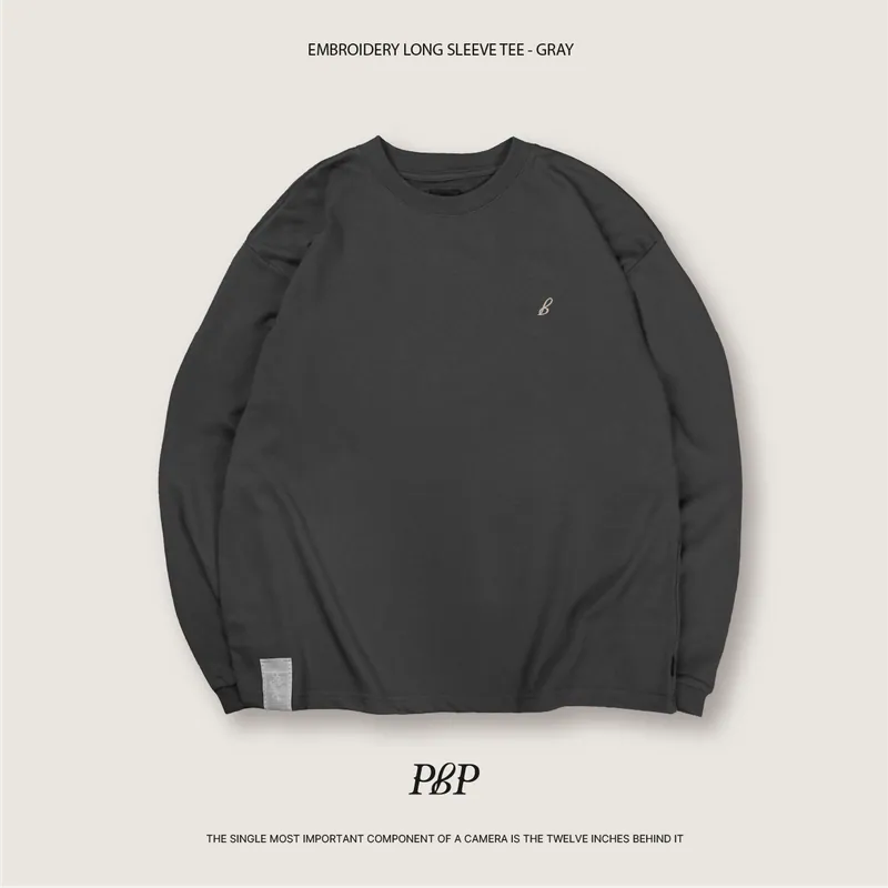 P.B.P - EMBROIDERY LONG SLEEVE TEE - DARK GRAY