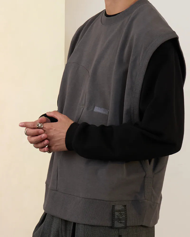 P.B.P - CURVED LOOSE VEST - BLACK