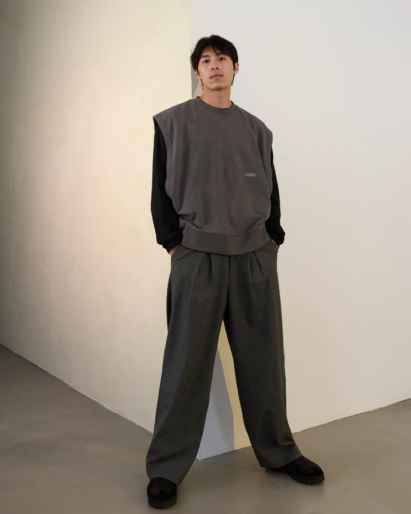 P.B.P - CURVED LOOSE VEST - BLACK