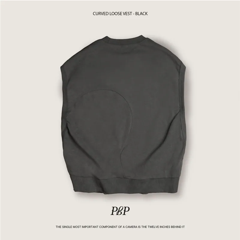 P.B.P - CURVED LOOSE VEST - BLACK