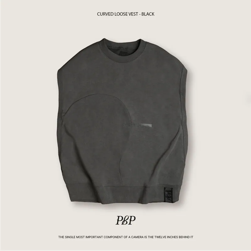 P.B.P - CURVED LOOSE VEST - BLACK