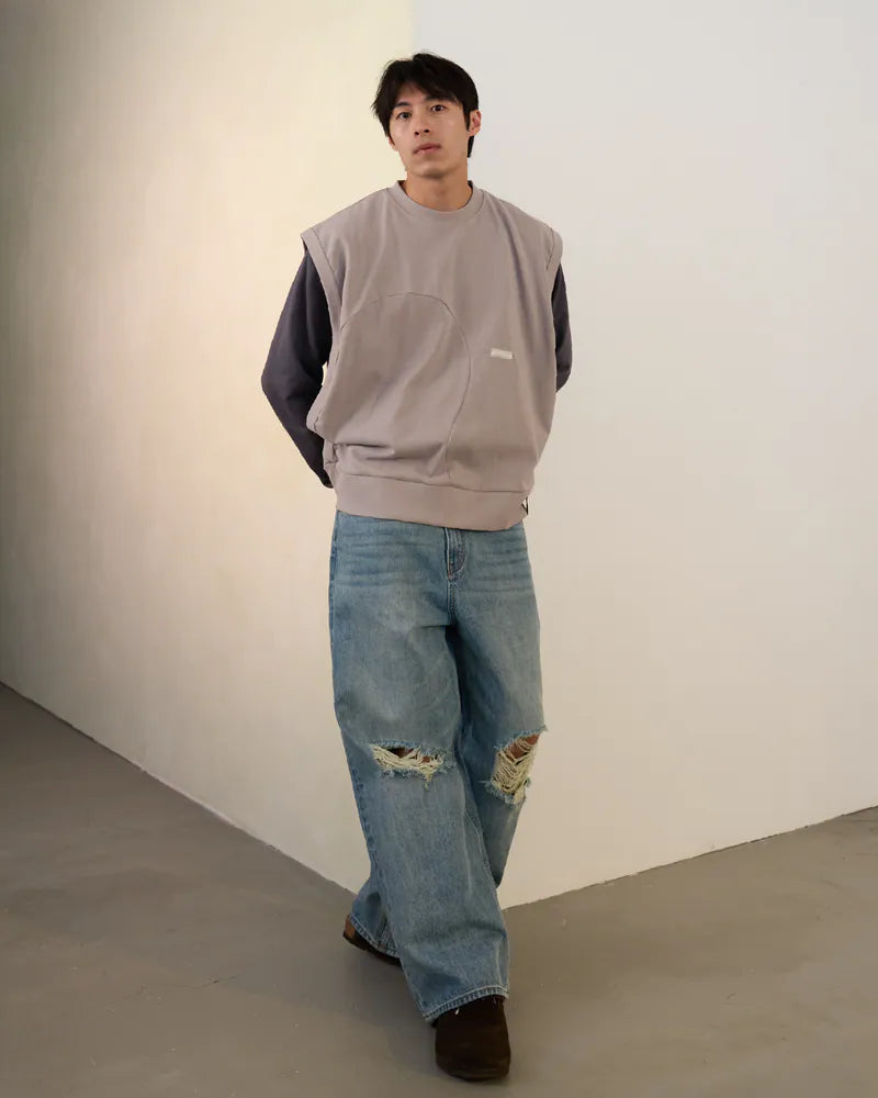 P.B.P - CURVED LOOSE VEST - GRAY