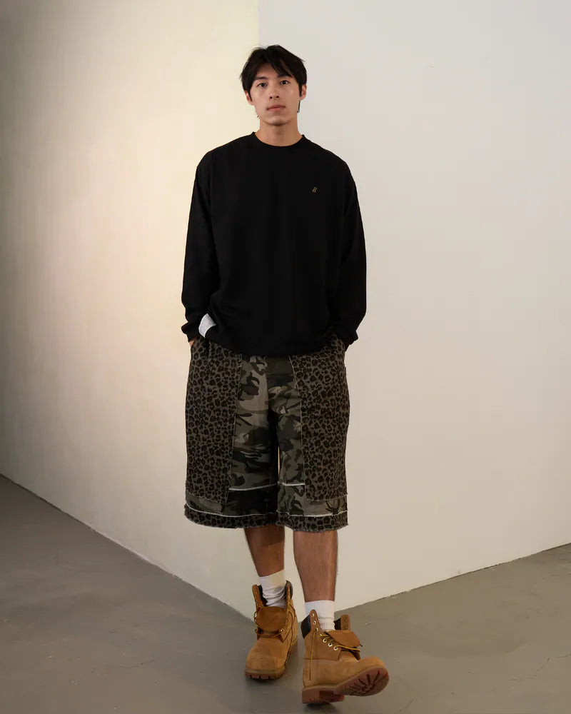P.B.P - LAYERED LEOPARD SHORTS - OLIVE