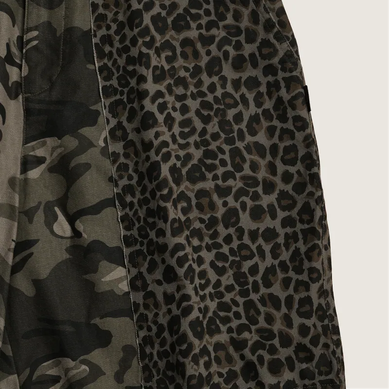 P.B.P - LAYERED LEOPARD SHORTS - OLIVE