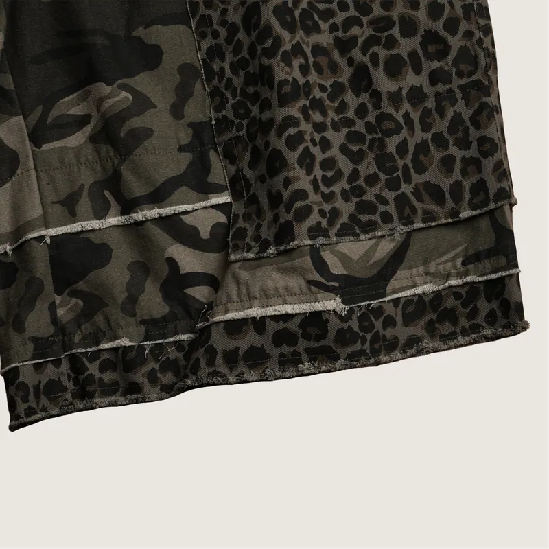 P.B.P - LAYERED LEOPARD SHORTS - OLIVE