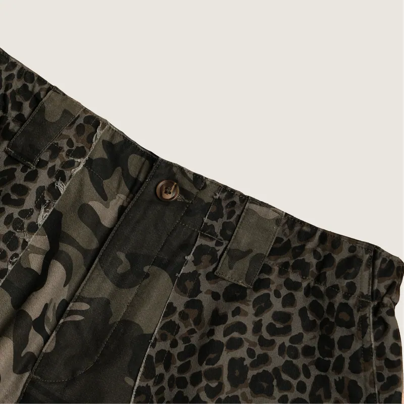 P.B.P - LAYERED LEOPARD SHORTS - OLIVE