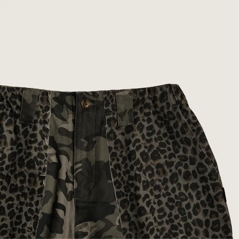 P.B.P - LAYERED LEOPARD SHORTS - OLIVE