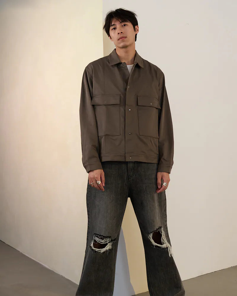 P.B.P - LOOSE FIT POCKET JACKET - DARK GRAY