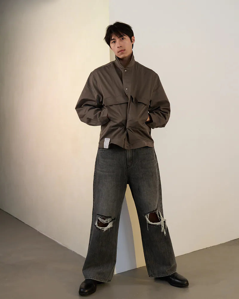 P.B.P - LOOSE FIT POCKET JACKET - DARK GRAY