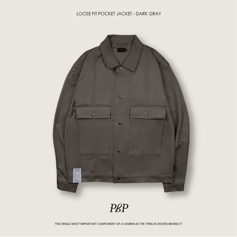 P.B.P - LOOSE FIT POCKET JACKET - DARK GRAY