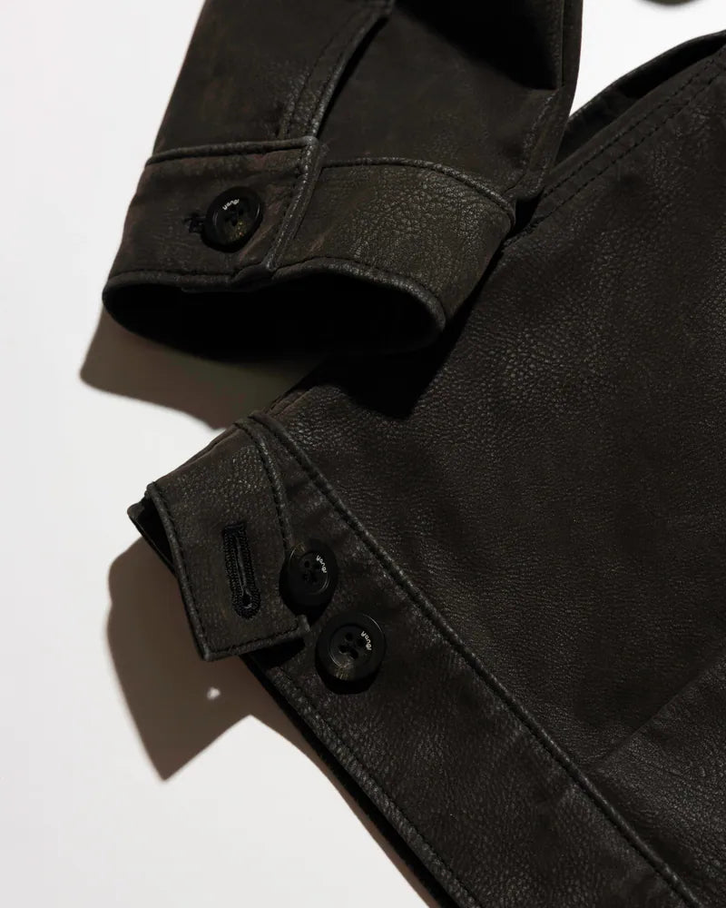 YANGI Vintage Washed Faux Leather Jacket