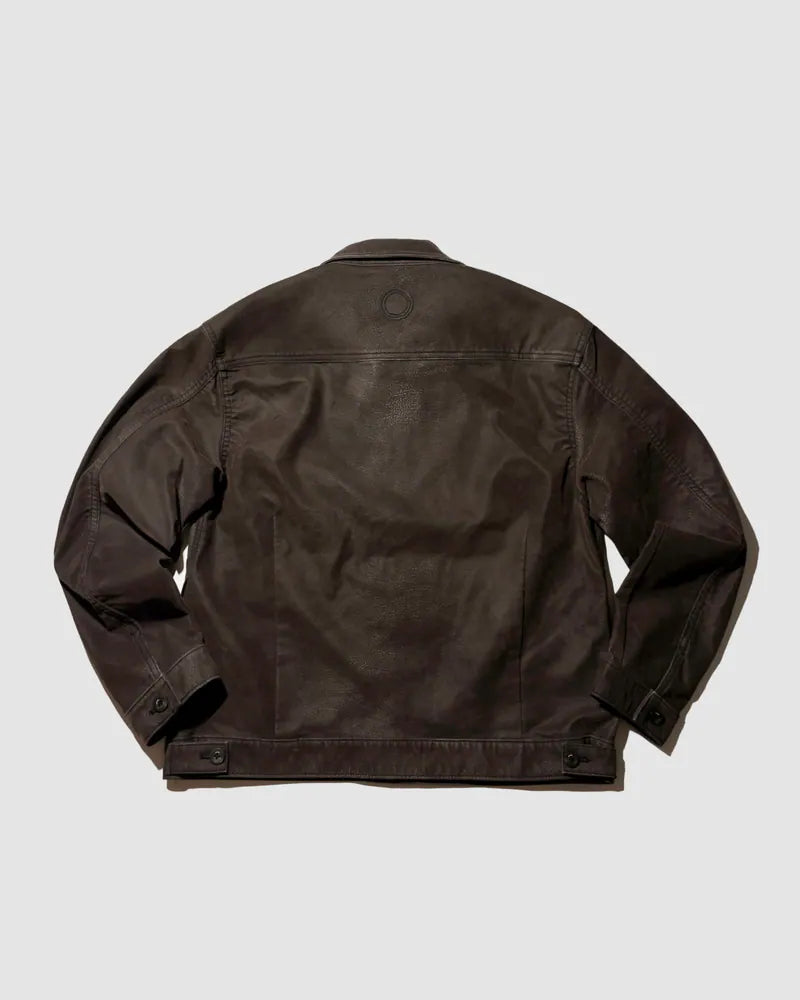 YANGI Vintage Washed Faux Leather Jacket