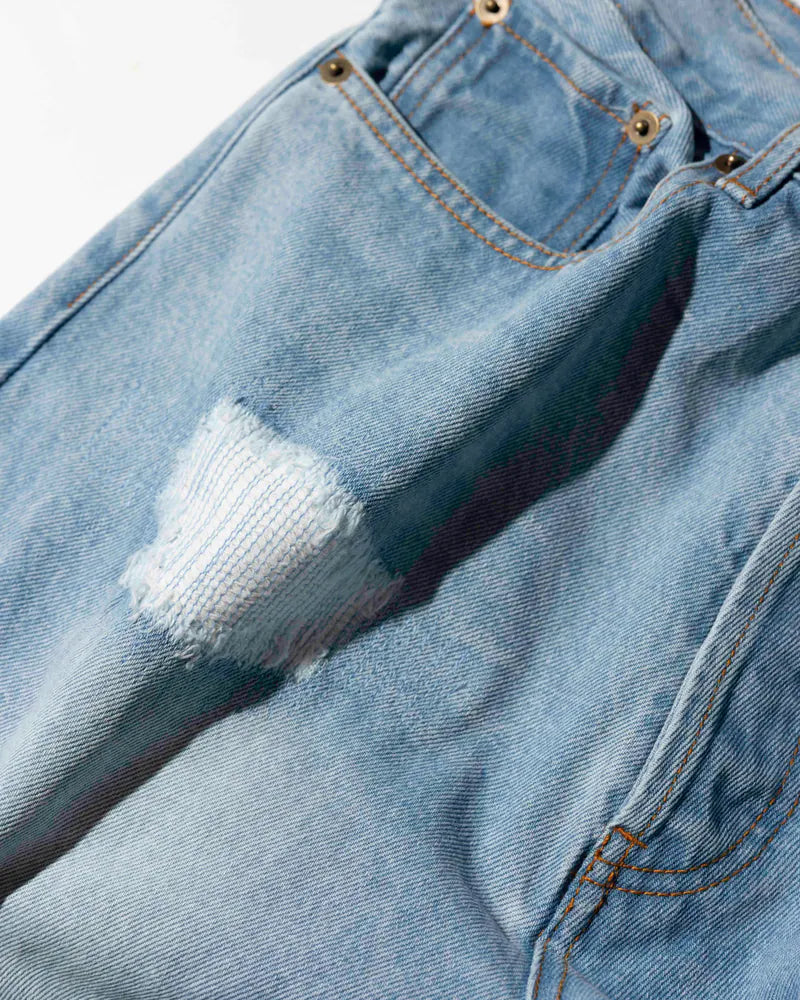 YANGI Vintage Washed Denim Trousers