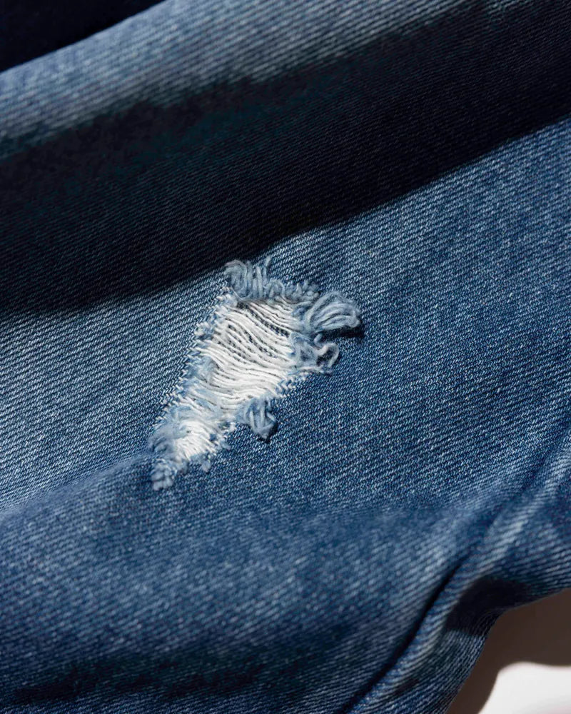 YANGI Vintage Washed Denim Trousers