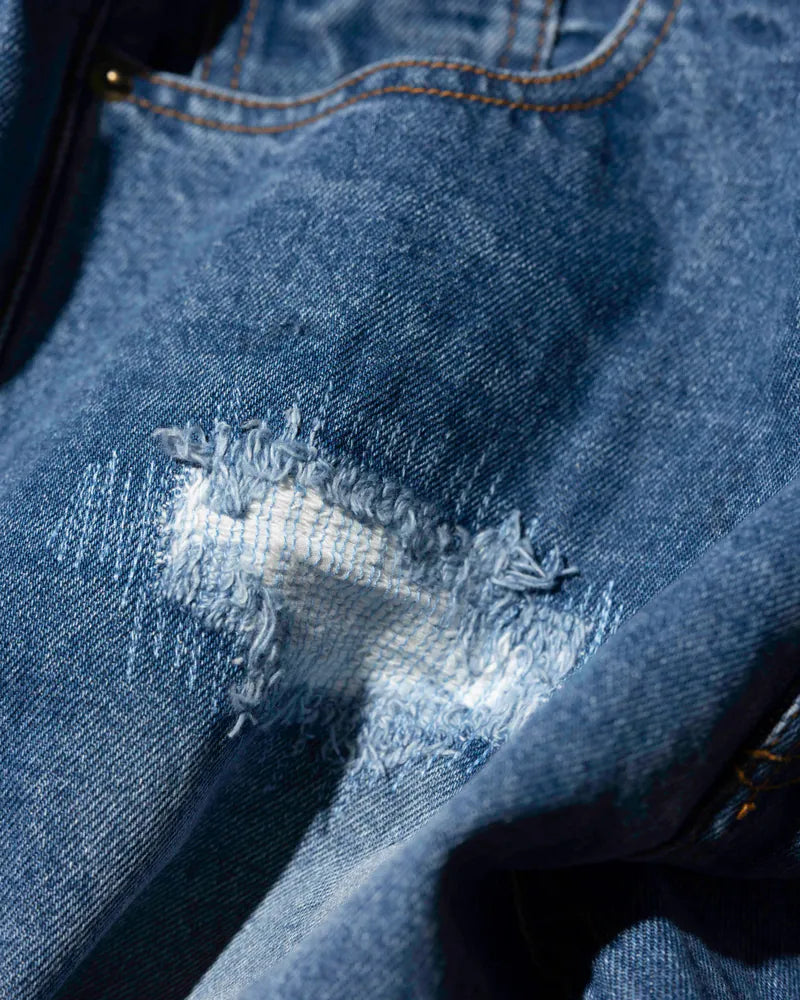 YANGI Vintage Washed Denim Trousers