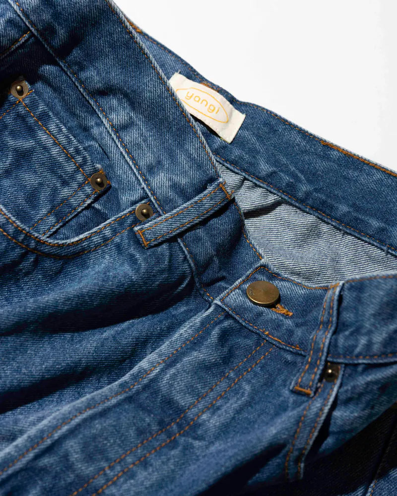 YANGI Vintage Washed Denim Trousers