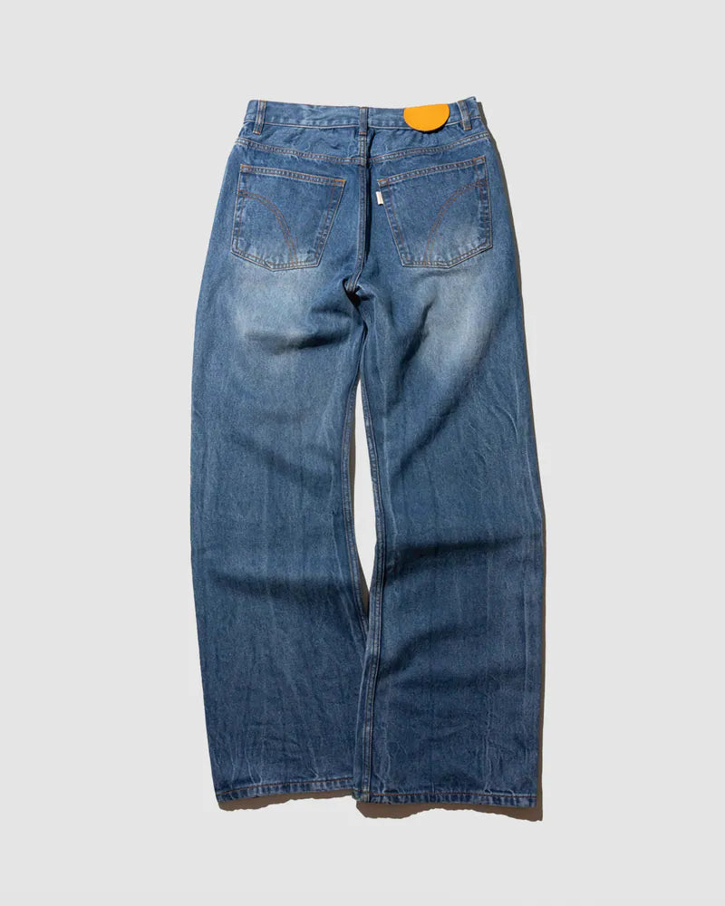 YANGI Vintage Washed Denim Trousers