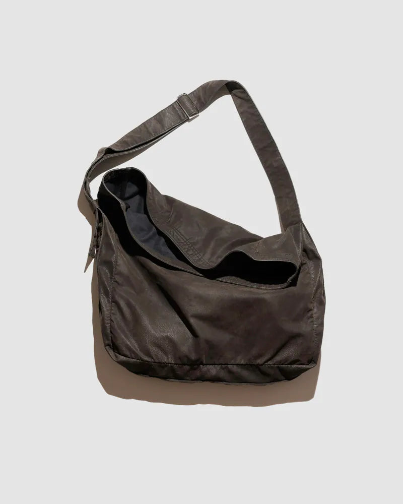 YANGI Vintage Washed Faux Leather Crossbody Bag