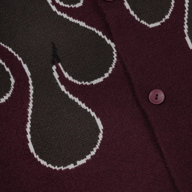 [！！預購追加！！] P.B.P - FLAME CARDIGAN - BURGUNDY