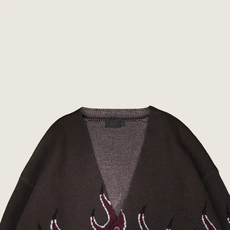 [！！預購追加！！] P.B.P - FLAME CARDIGAN - BURGUNDY
