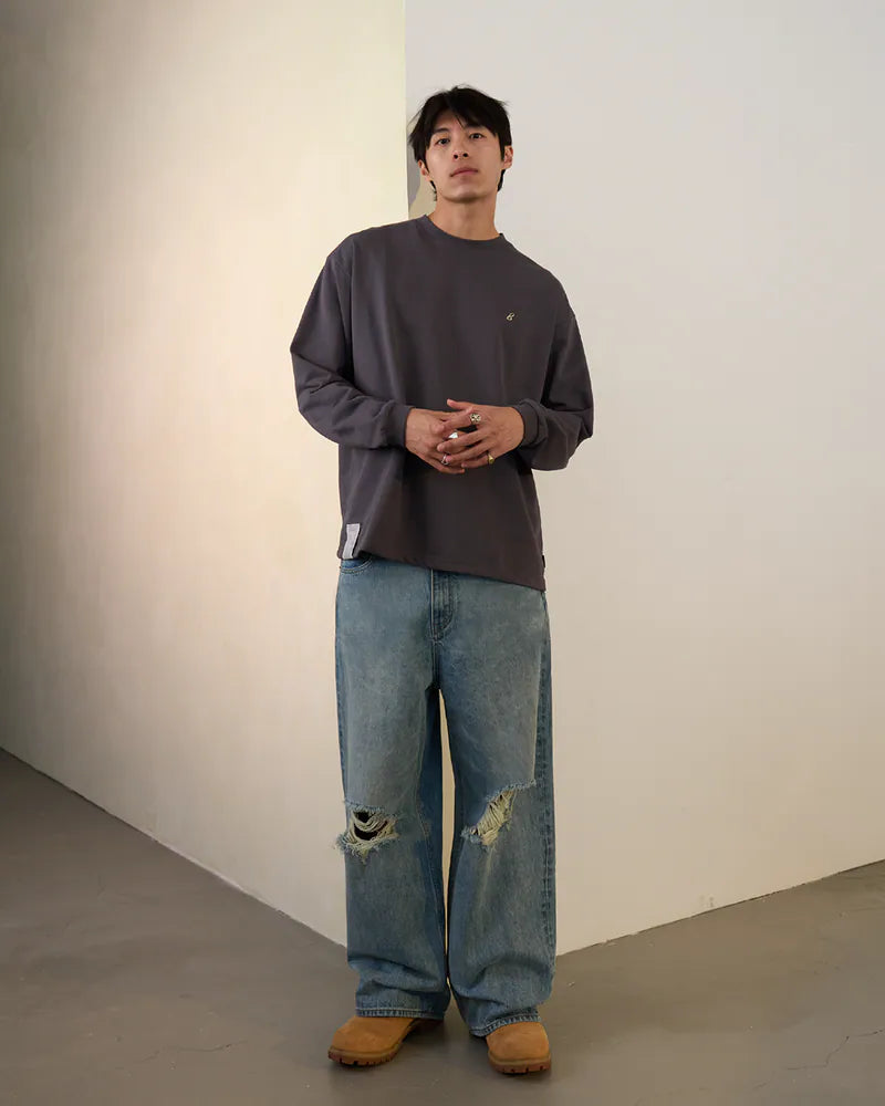 P.B.P - VINTAGE DISTRESSED JEANS-BLUE