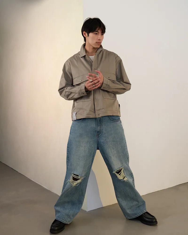 P.B.P - VINTAGE DISTRESSED JEANS-BLUE