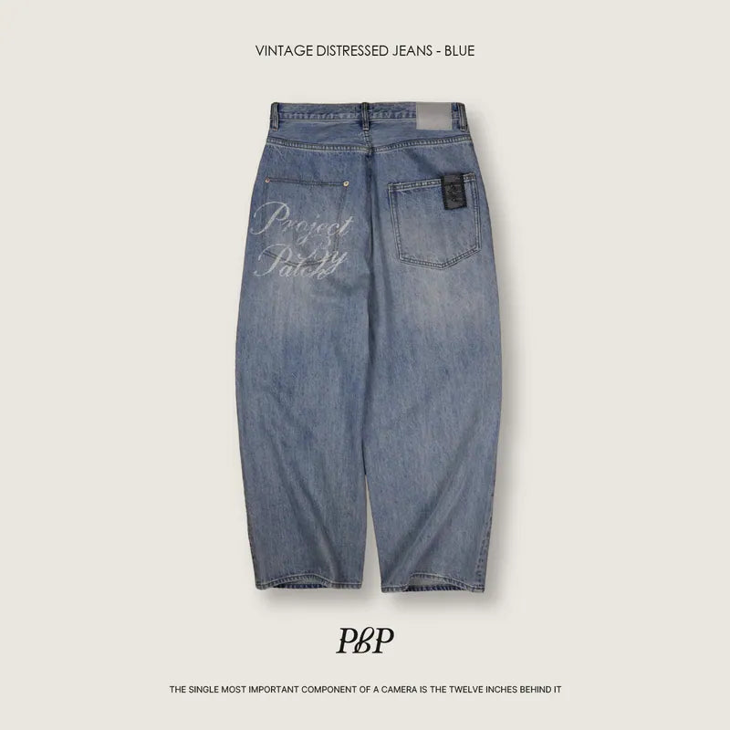 P.B.P - VINTAGE DISTRESSED JEANS-BLUE