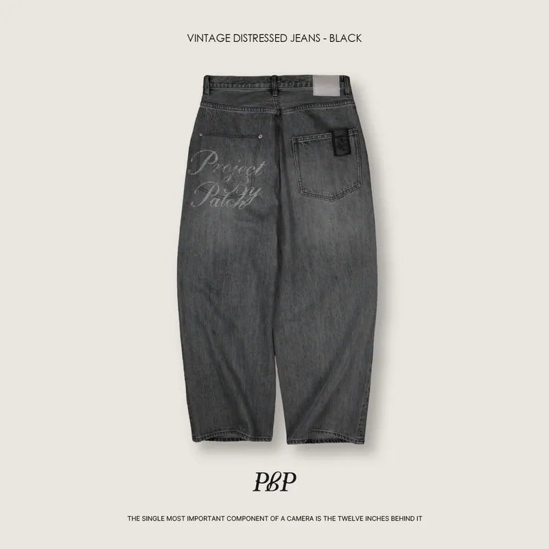 P.B.P - VINTAGE DISTRESSED JEANS - BLACK