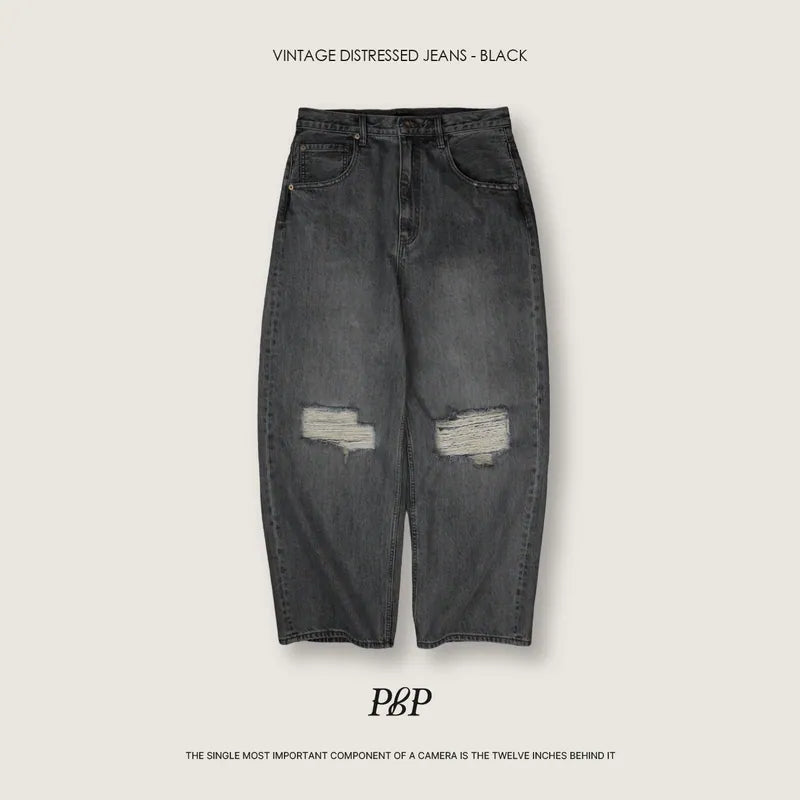 P.B.P - VINTAGE DISTRESSED JEANS - BLACK