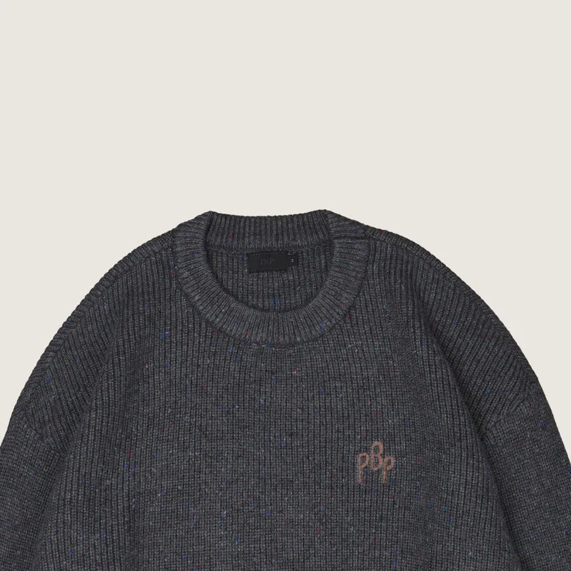P.B.P - SPECKLED KNIT SWEATER - DARK GRAY