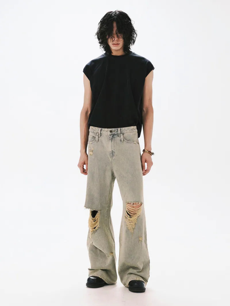 ANOWHEREMAN Muscle Washed Lace Tee