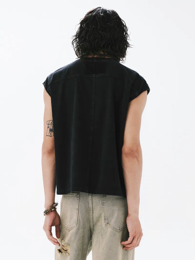 ANOWHEREMAN Muscle Washed Lace Tee