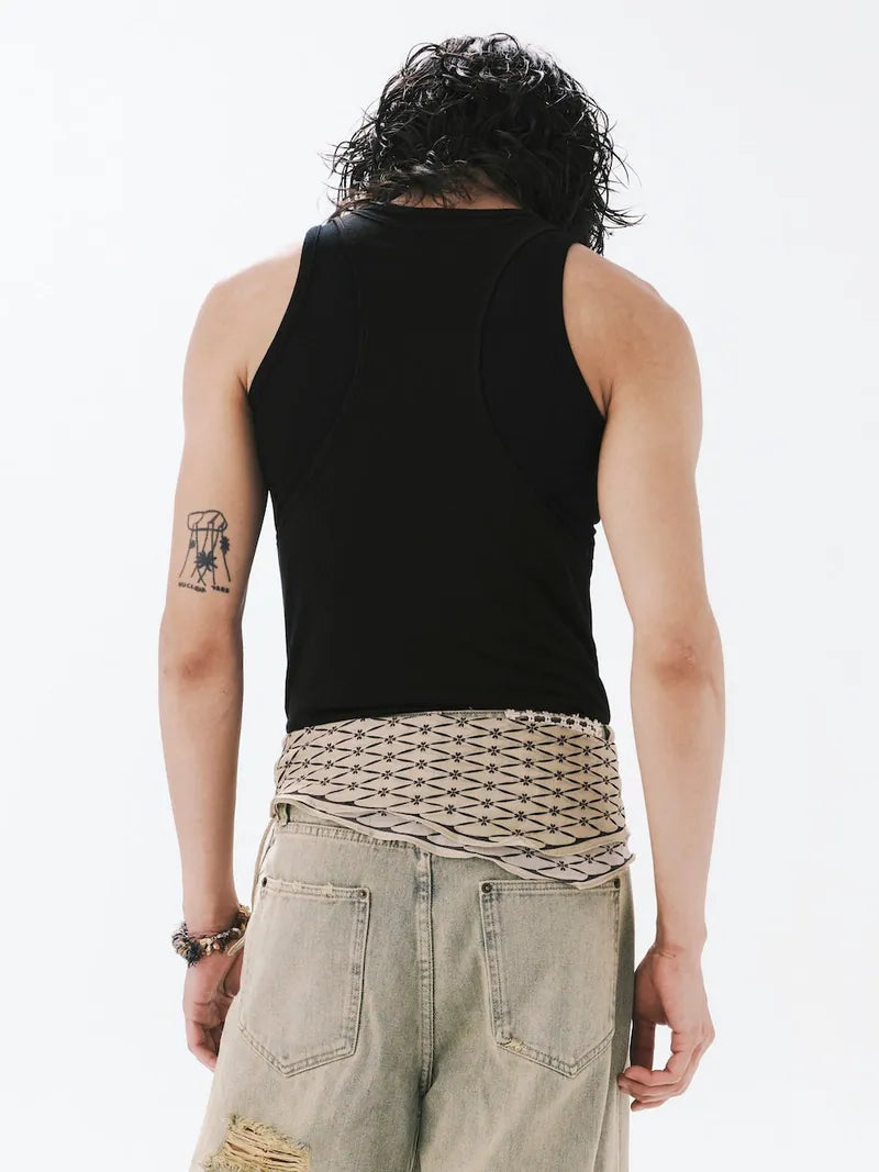 ANOWHEREMAN Double Layers Tank Top