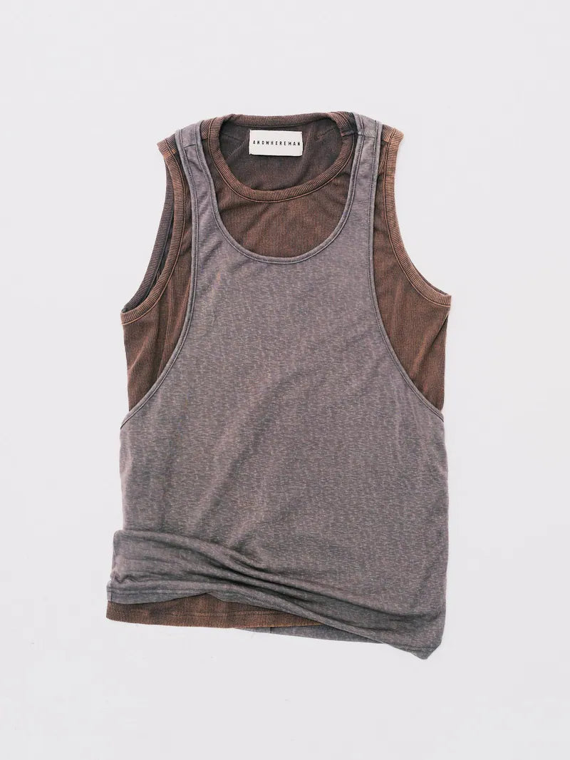 ANOWHEREMAN Double Layers Tank Top