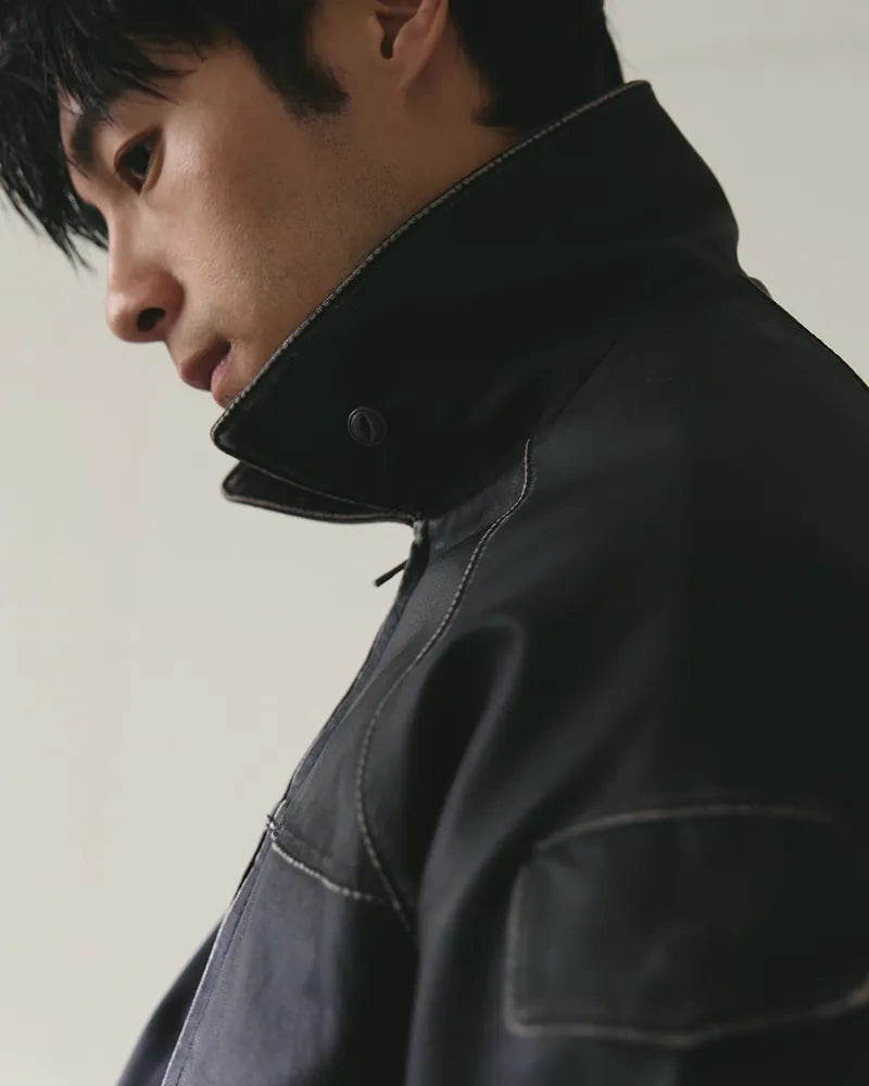 (預購)P.B.P - WASHED SHEEPSKIN LEATHER JACKET - BLACK