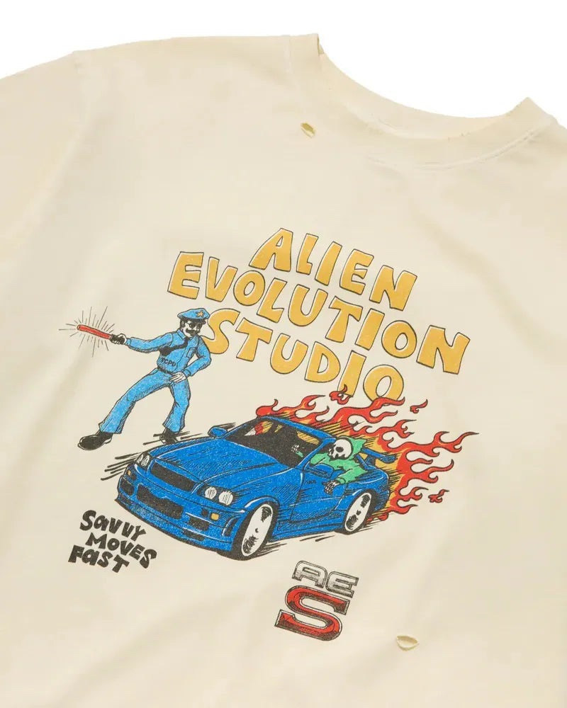 AES Speeding Skull Vintage Washed Oversize Tee