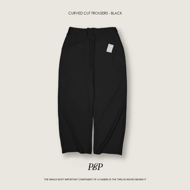P.B.P - CURVED CUT TROUSERS - BLACK
