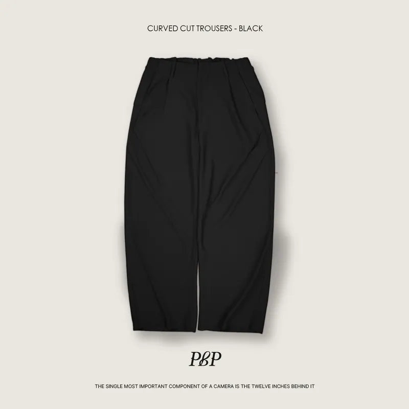 P.B.P - CURVED CUT TROUSERS - BLACK