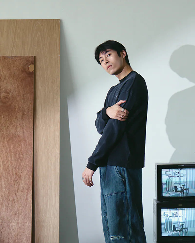 P.B.P - EMBROIDERY WAFFLE TEE - BLACK