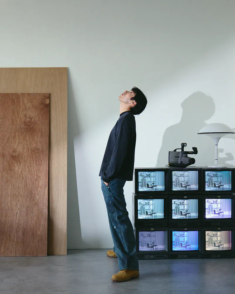 P.B.P - EMBROIDERY WAFFLE TEE - BLACK