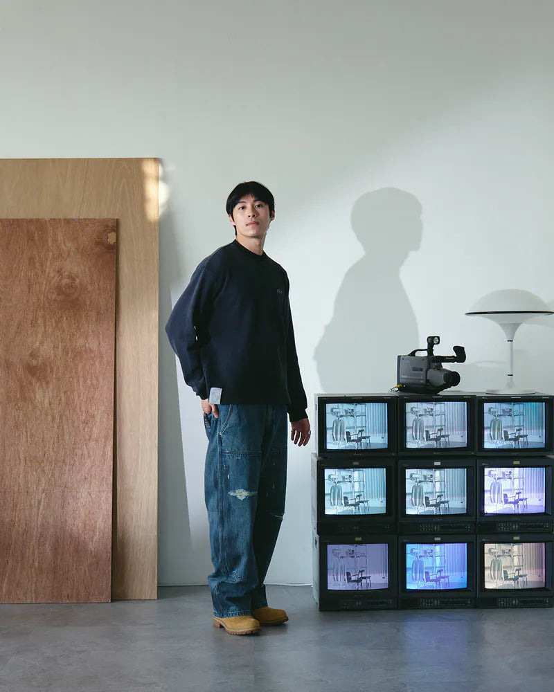 P.B.P - EMBROIDERY WAFFLE TEE - BLACK