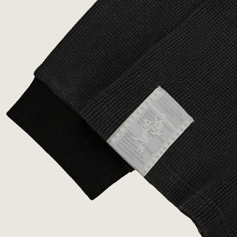 P.B.P - EMBROIDERY WAFFLE TEE - BLACK