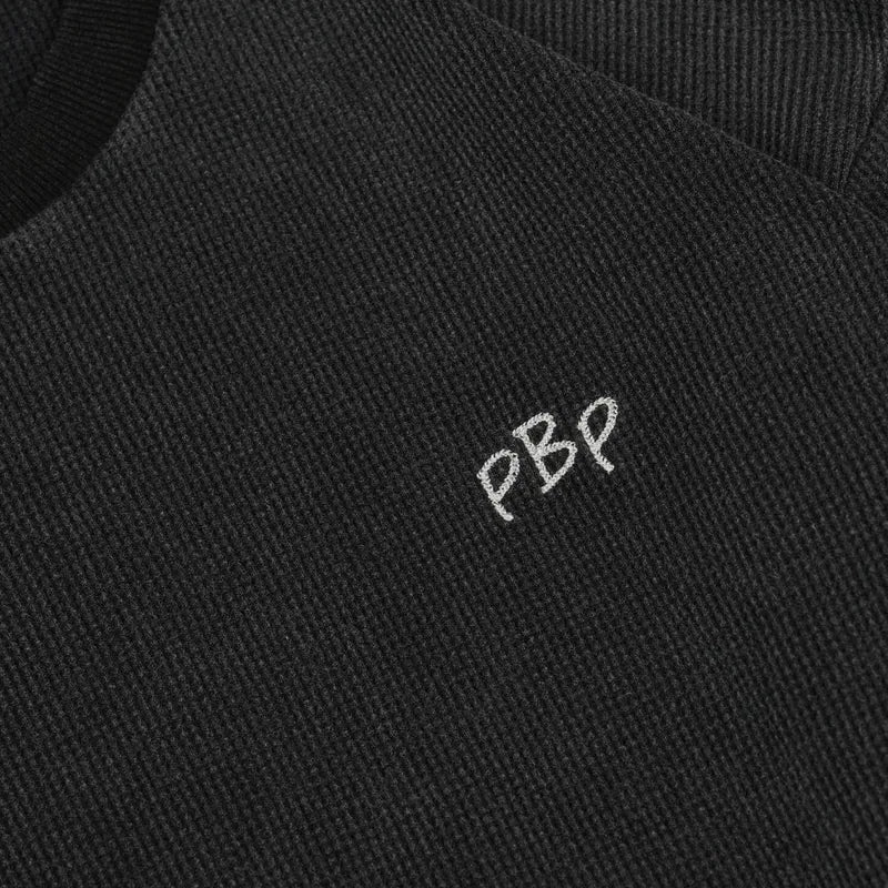 P.B.P - EMBROIDERY WAFFLE TEE - BLACK
