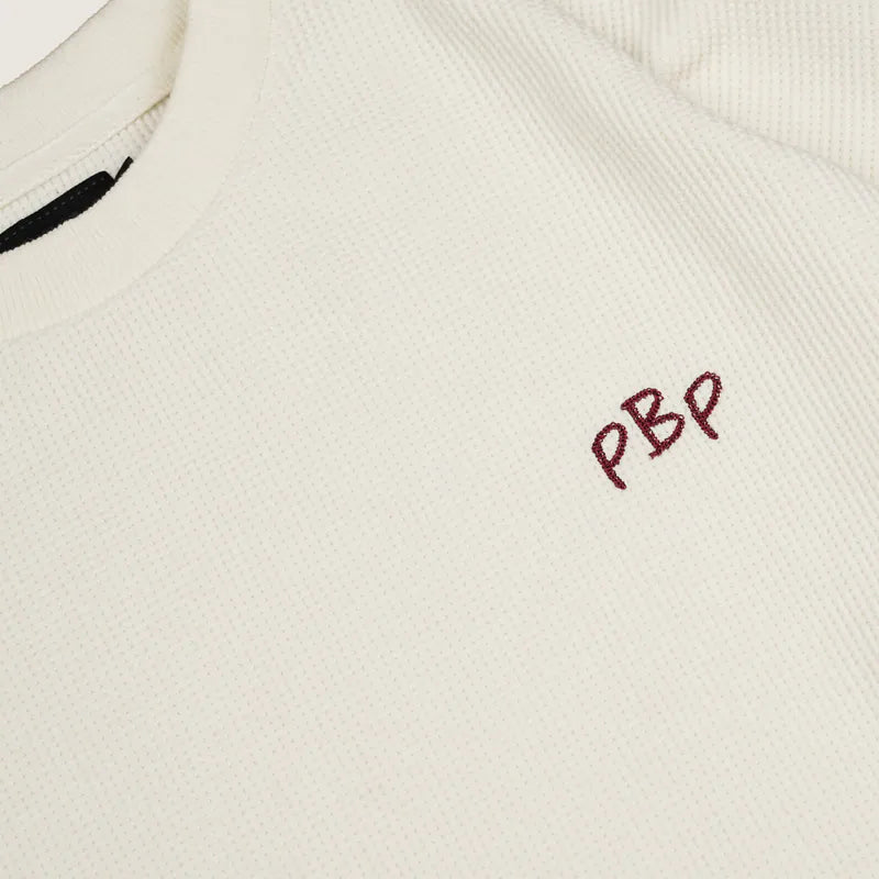 P.B.P - EMBROIDERY WAFFLE TEE - OFF WHITE