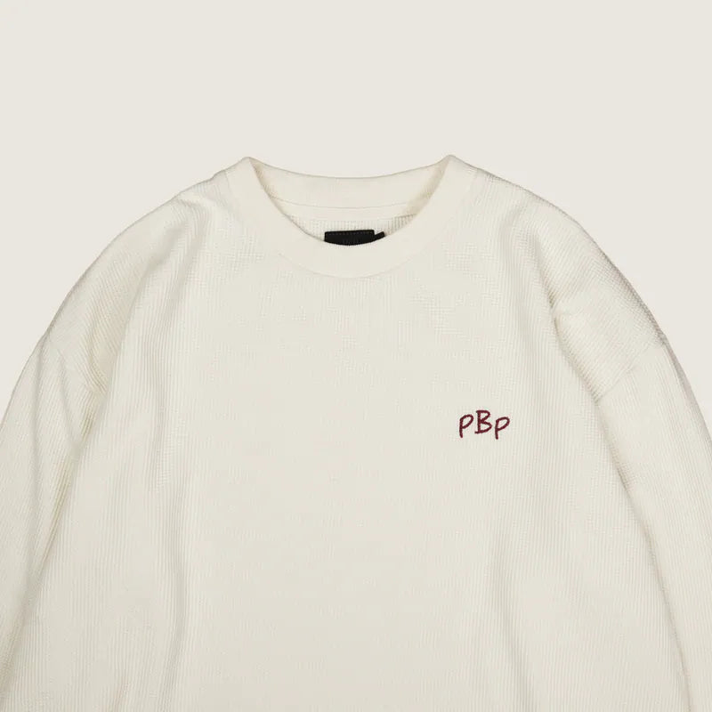 P.B.P - EMBROIDERY WAFFLE TEE - OFF WHITE