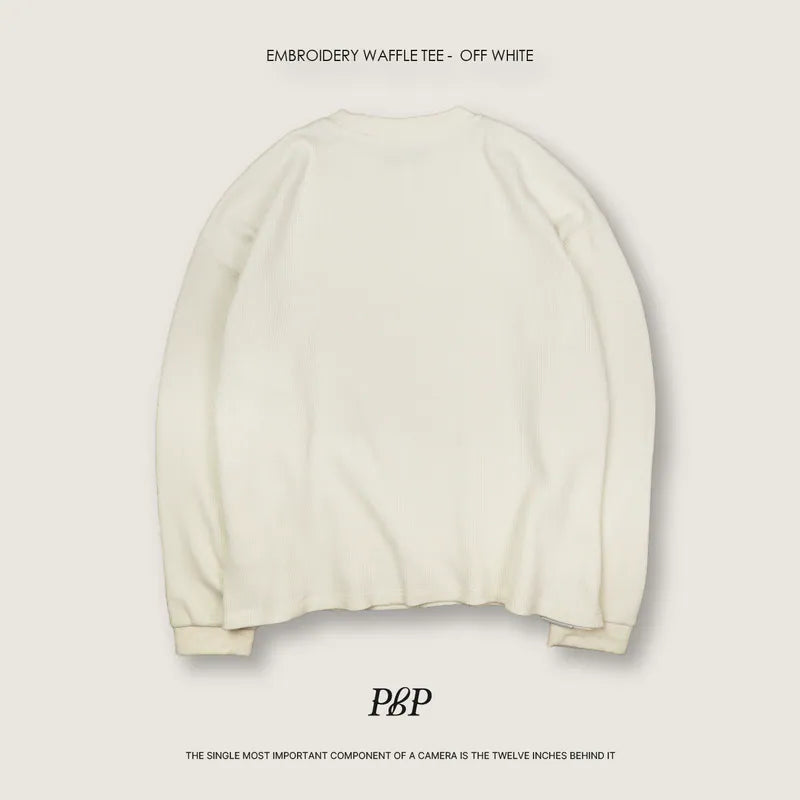 P.B.P - EMBROIDERY WAFFLE TEE - OFF WHITE