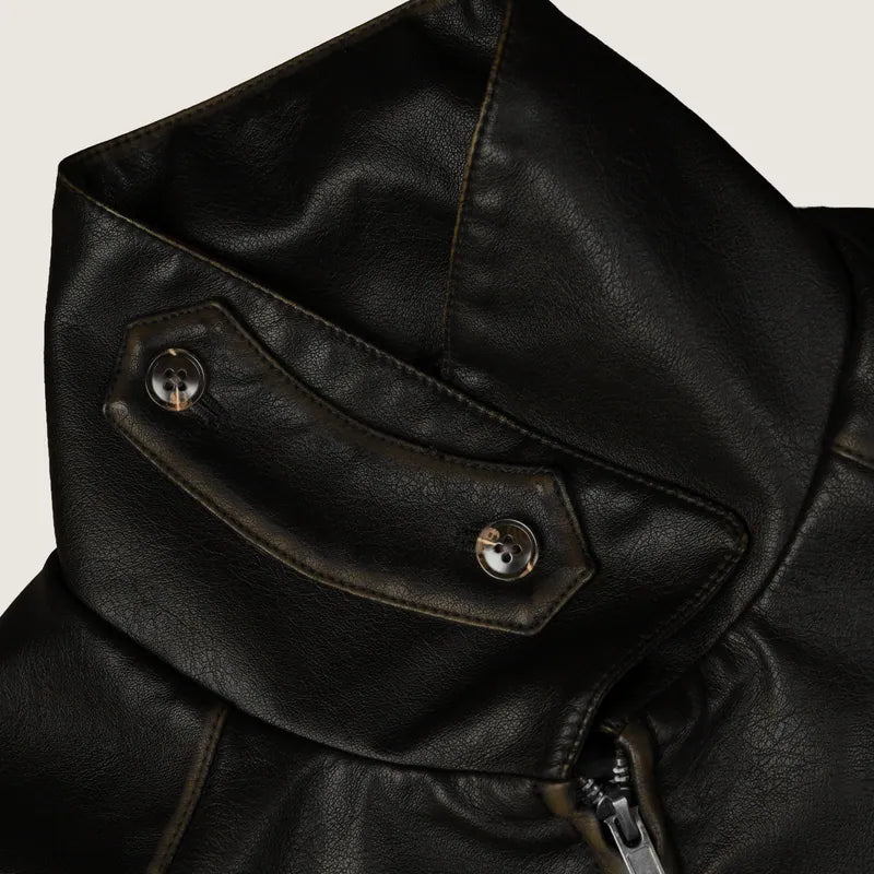 預購開放! P.B.P - WASHED FAUX LEATHER JACKET 限定黑色